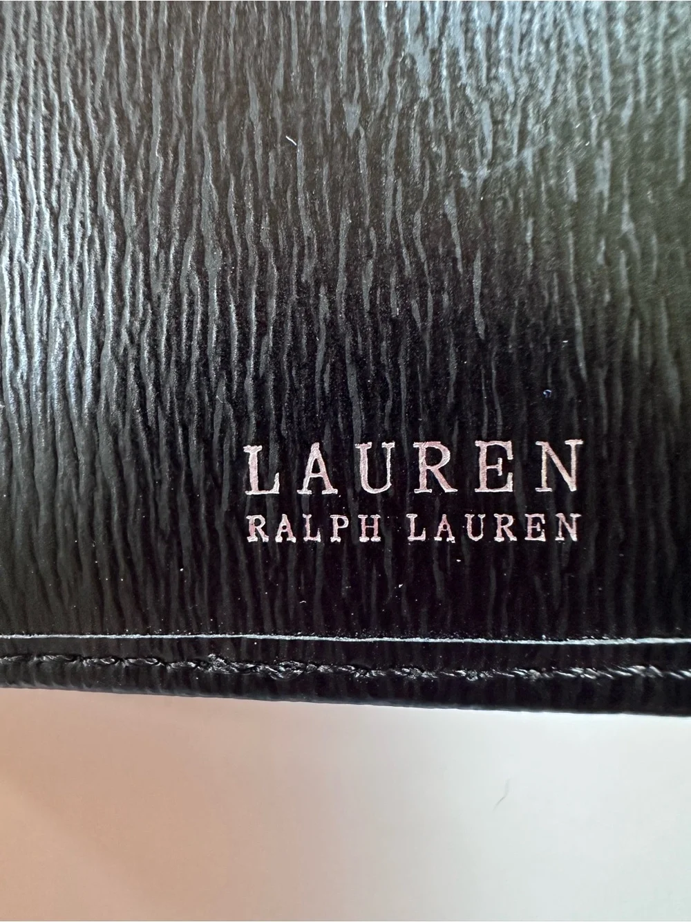 Lauren Ralph Lauren Black Leather Wallet with Silver Plaque